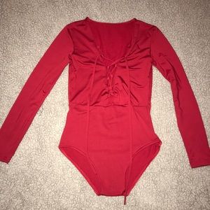 Red lace up Bodysuit - Perfect Condition